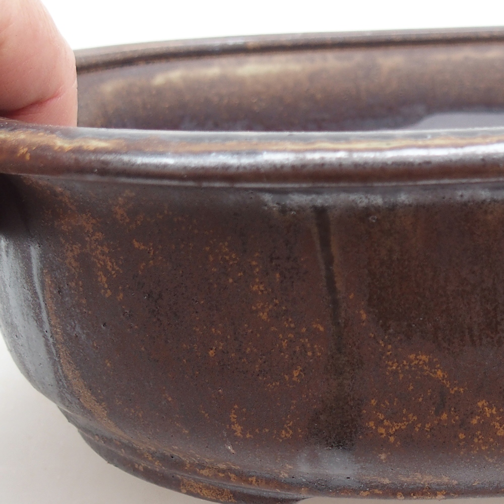 Keramická bonsajová miska 23 x 19 x 7 cm, farba kovu