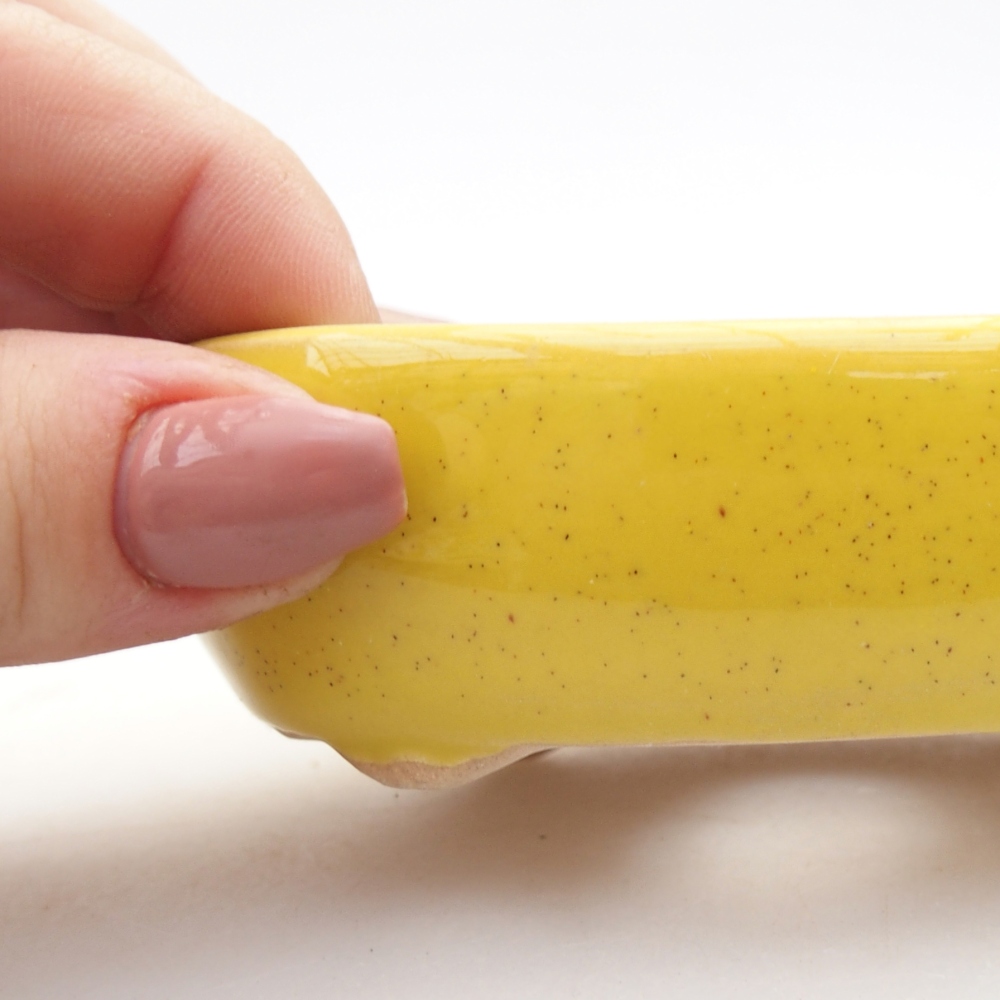 Keramická miska na bonsaje 9 x 6,5 x 3 cm, žltá