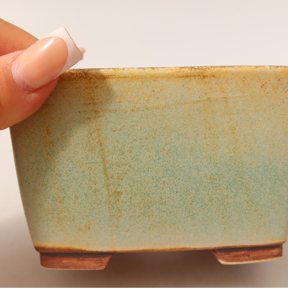 Keramická miska na bonsai 10,5 x 10,5 x 7 cm, farba zelená