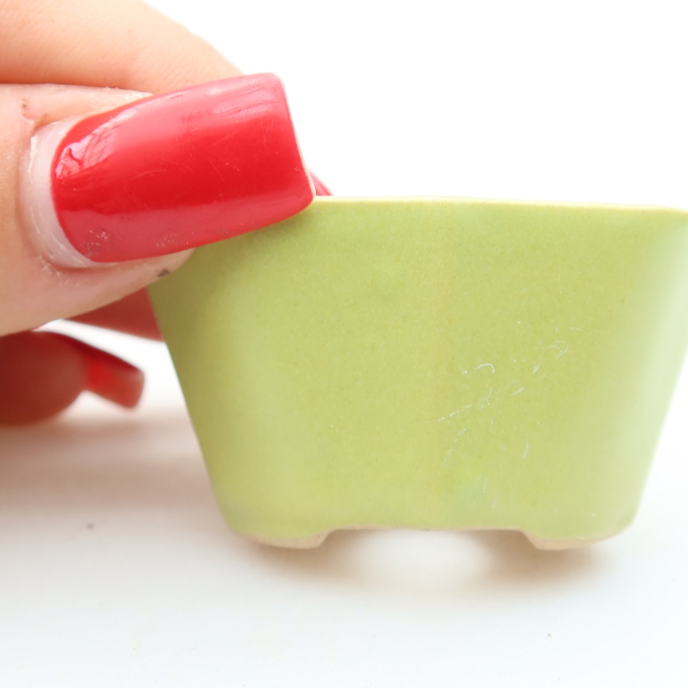 Keramická miska na bonsaje 4,5 × 3 × 2,5 cm, farba zelená