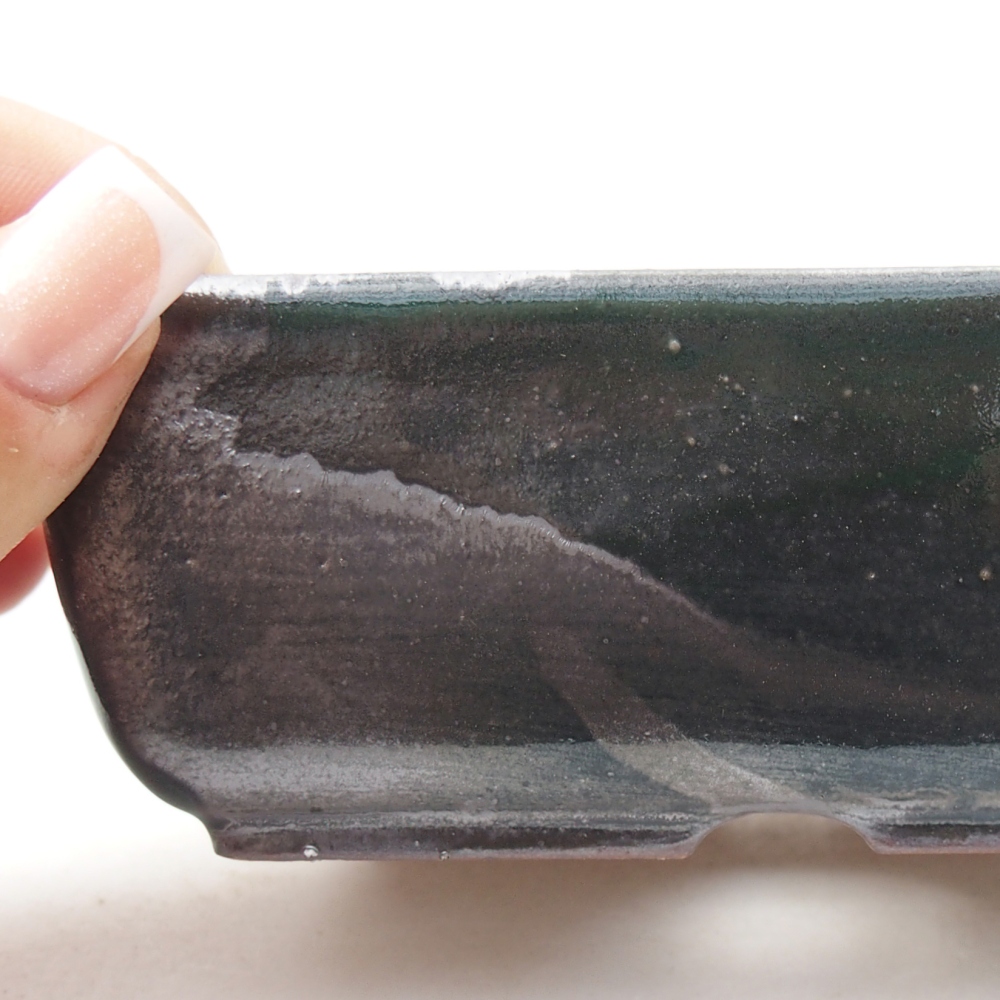Keramická miska na bonsaje 12 x 8,5 x 4,5 cm, zelená metalíza