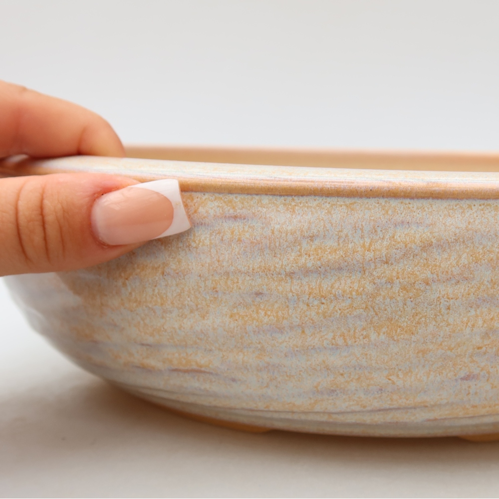 Keramická miska na bonsaje 26,5 x 26,5 x 7,5 cm, farba béžová