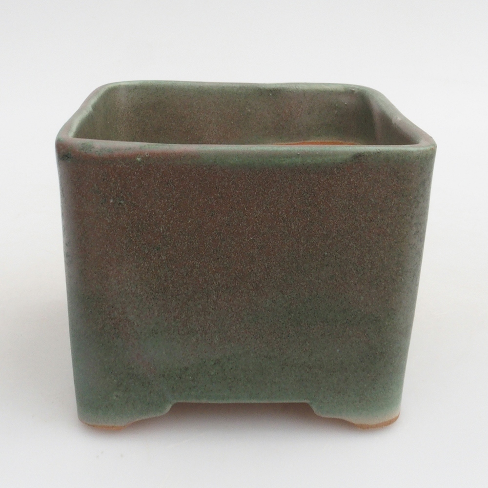 Keramická bonsai miska 10 x 10 x 8 cm, farba zelená