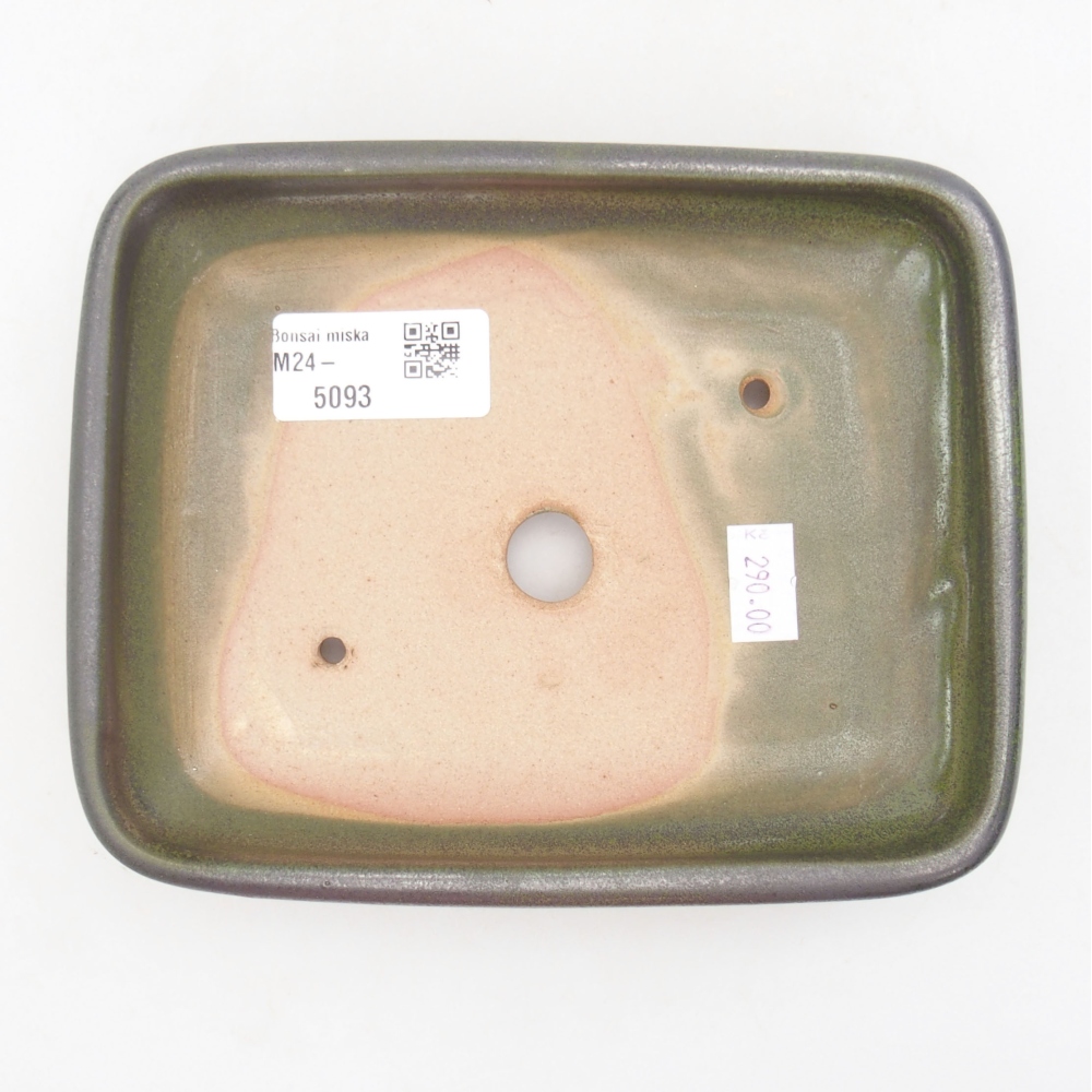 Keramická bonsai miska 17 x 14 x 3,5 cm, farba zelená