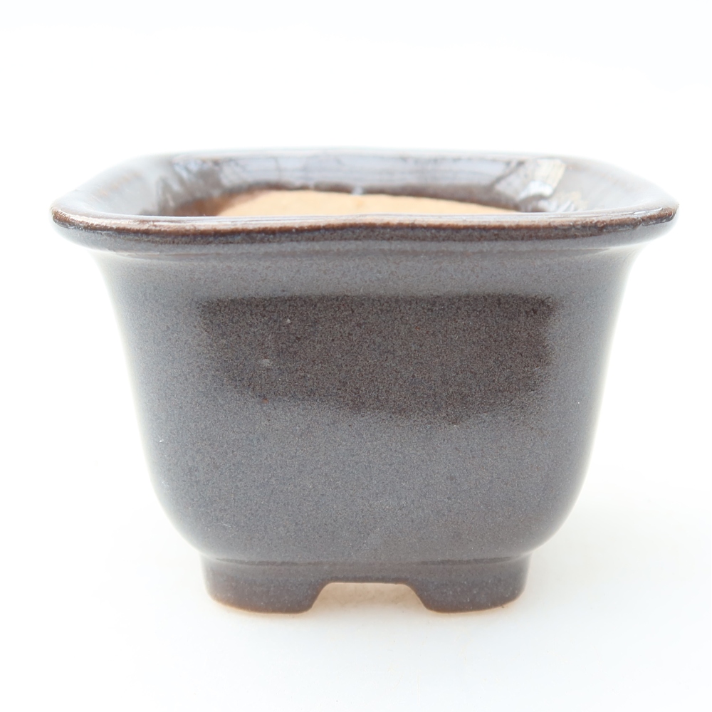 Keramická miska na bonsaje 6,5 × 6,5 × 5 cm, farba sivá
