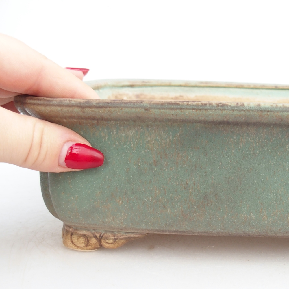 Keramická bonsajová miska 25 x 20 x 7,5 cm, zelená