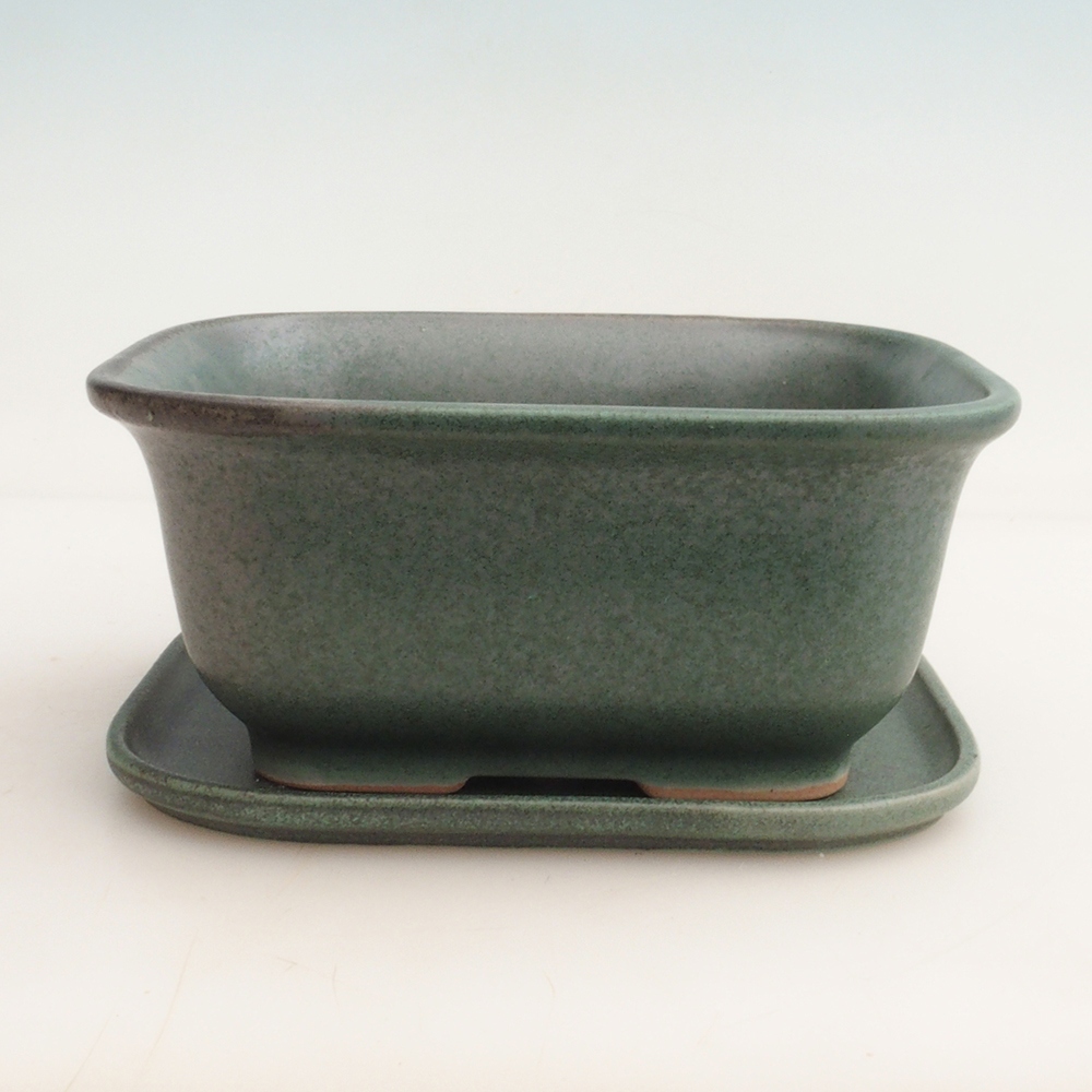 Bonsai miska + podmiska H36 - 17 x 15 x 7,5 cm. - zelená