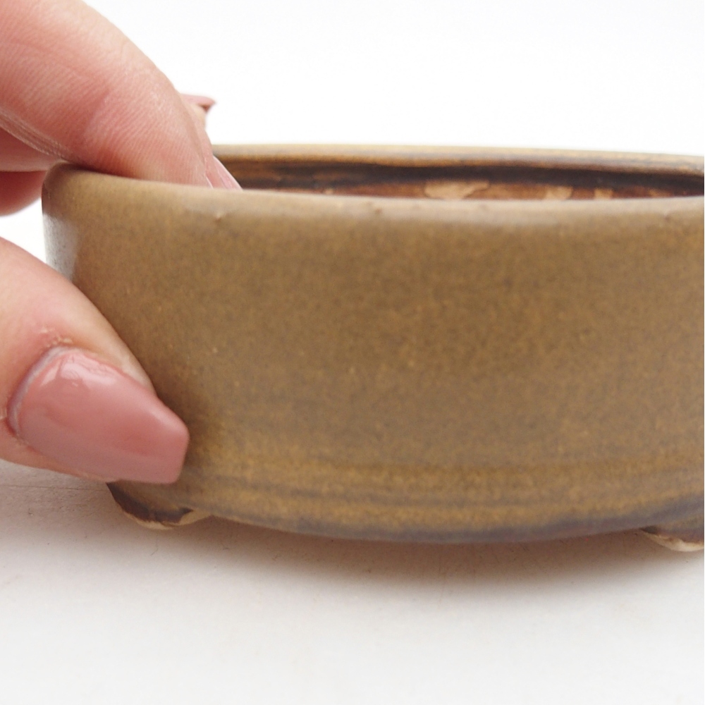 Keramická miska na bonsaje 9 x 9 x 3,5 cm, hnedá