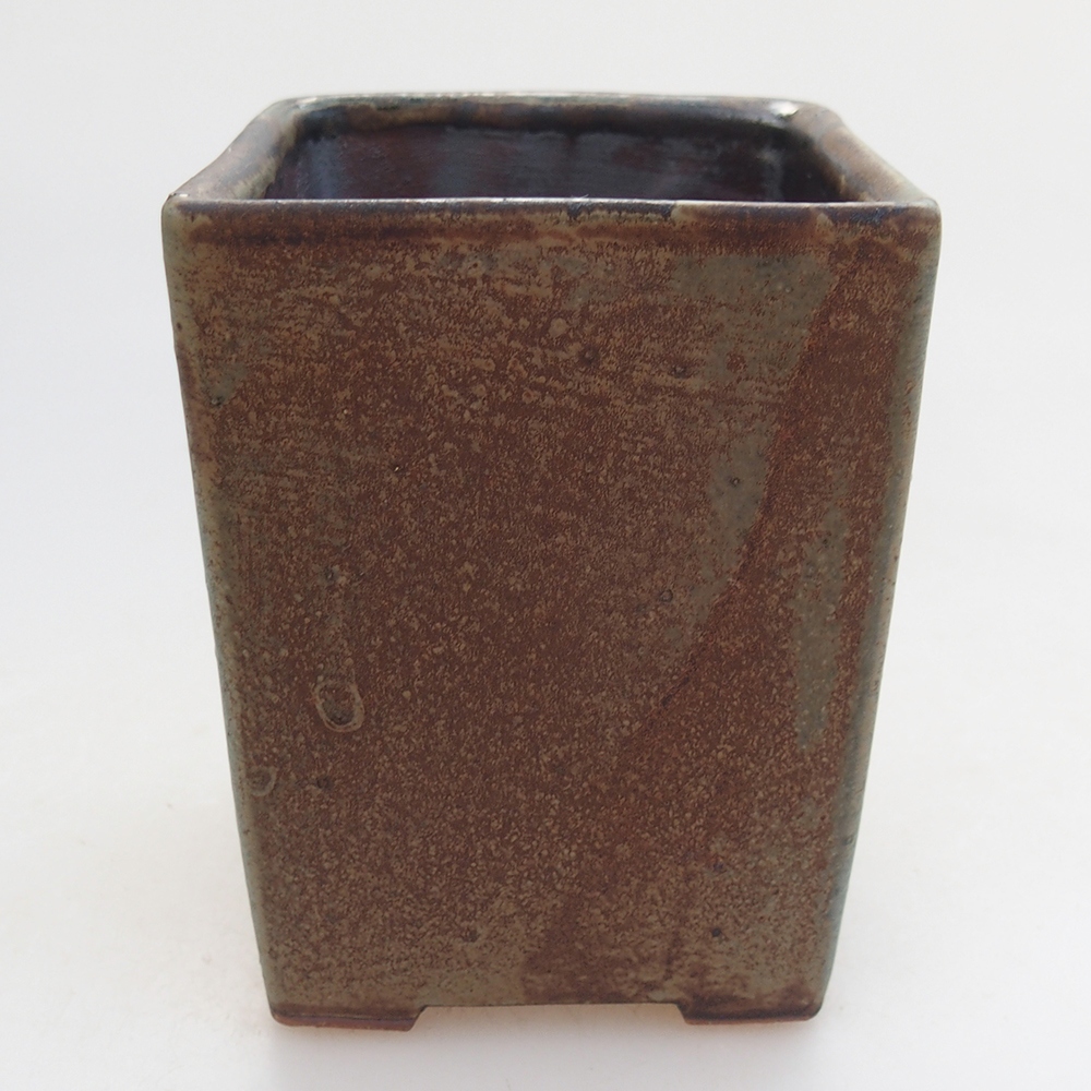 Keramická bonsajová miska 7 x 7 x 9,5 cm, farba modro-hnedá