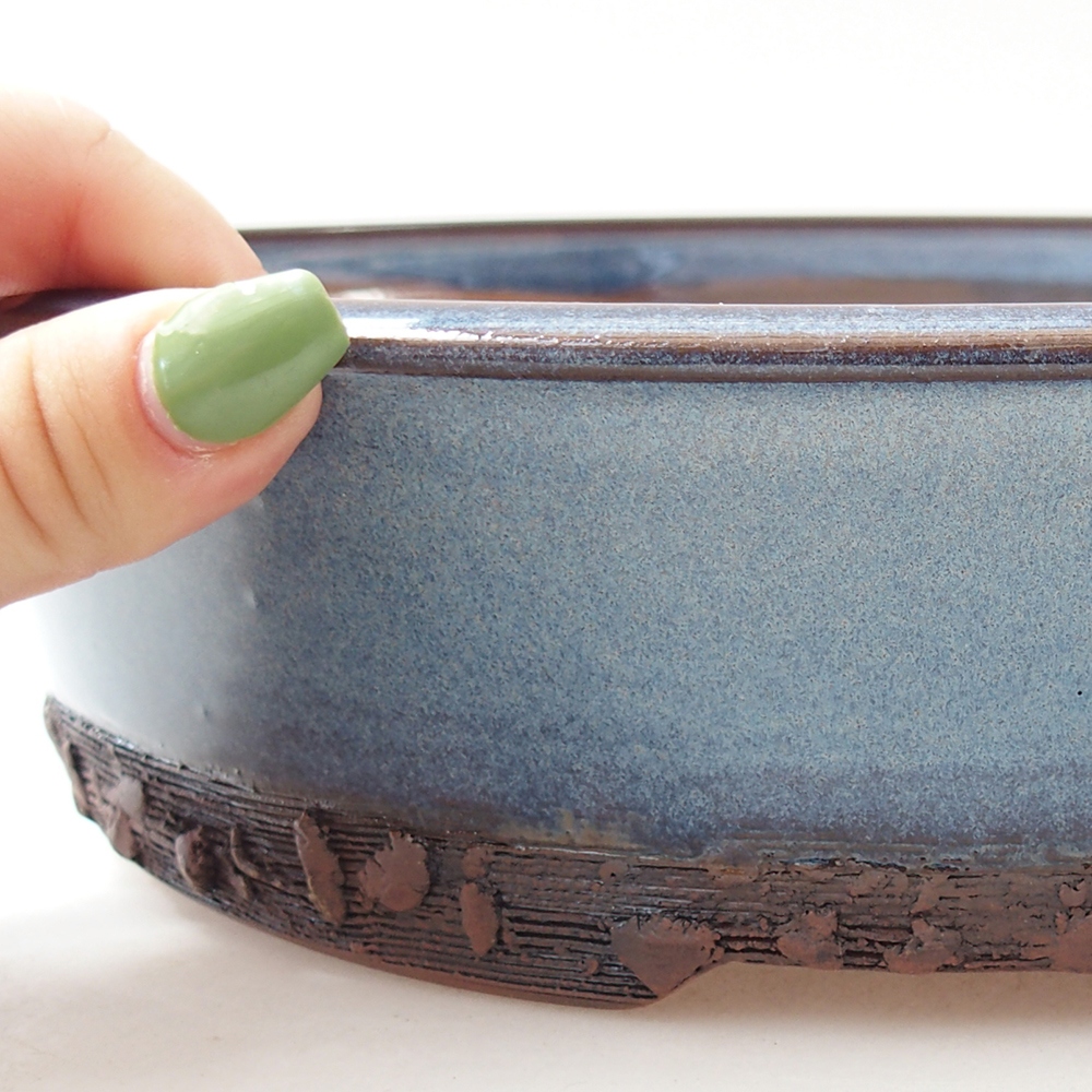 Keramická miska na bonsaje 26,5 x 26,5 x 7 cm, farba modrá