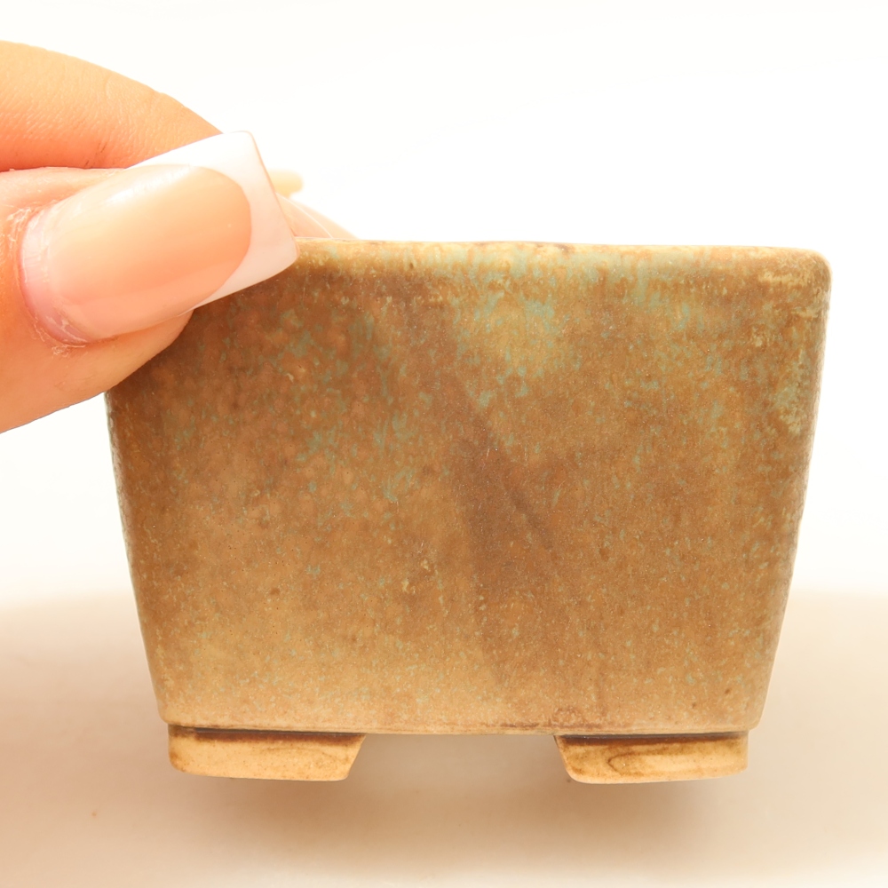 Keramická miska na bonsai 6,5 x 6,5 x 4,5 cm, farba zelená
