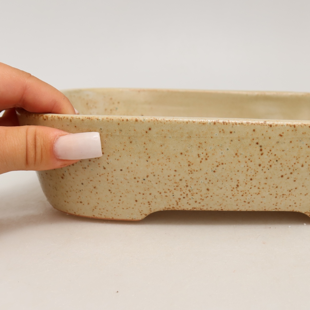 Keramická miska na bonsaje 23 x 18 x 5,5 cm, farba béžová