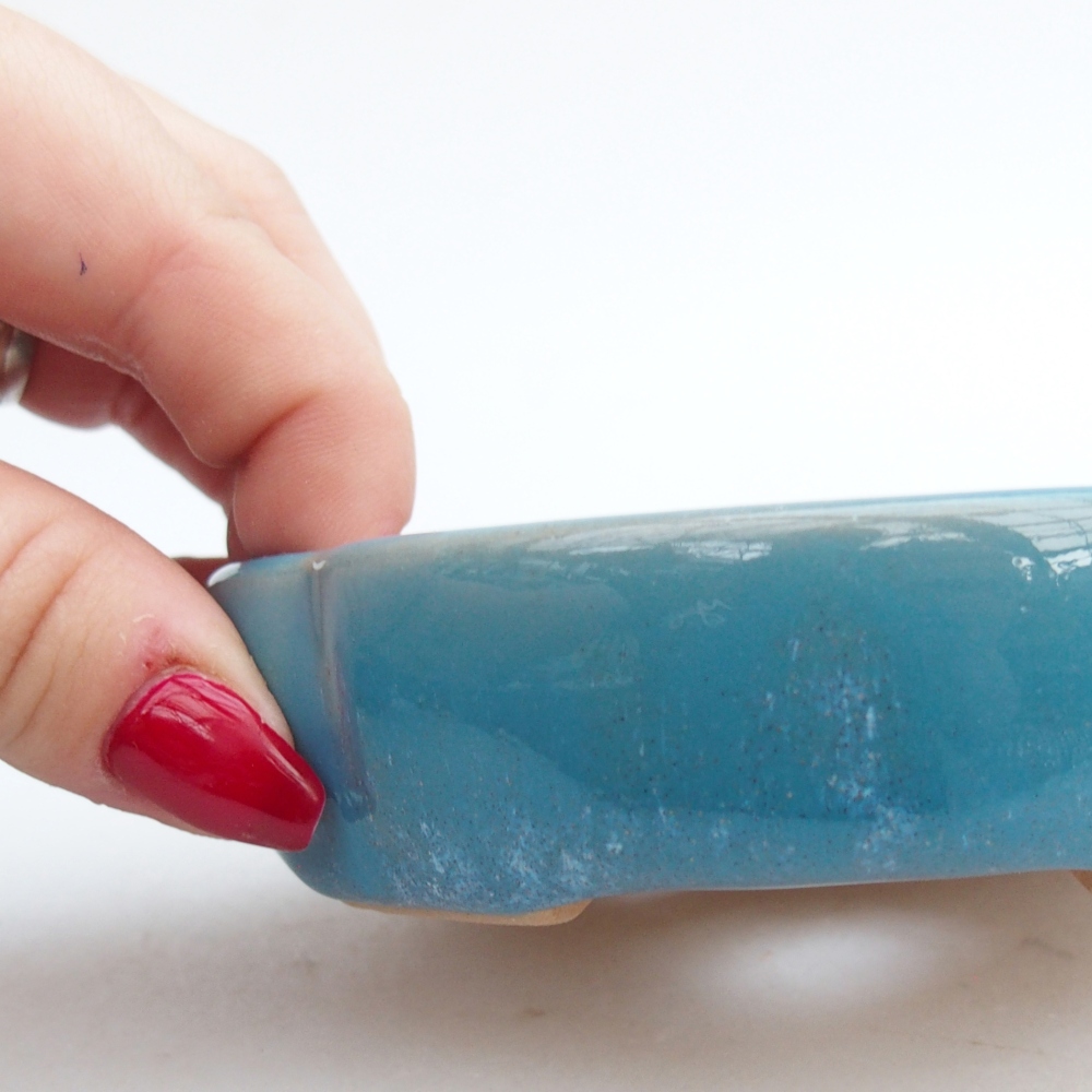 Keramická miska na bonsaje 11 x 11 x 3 cm, farba modrá