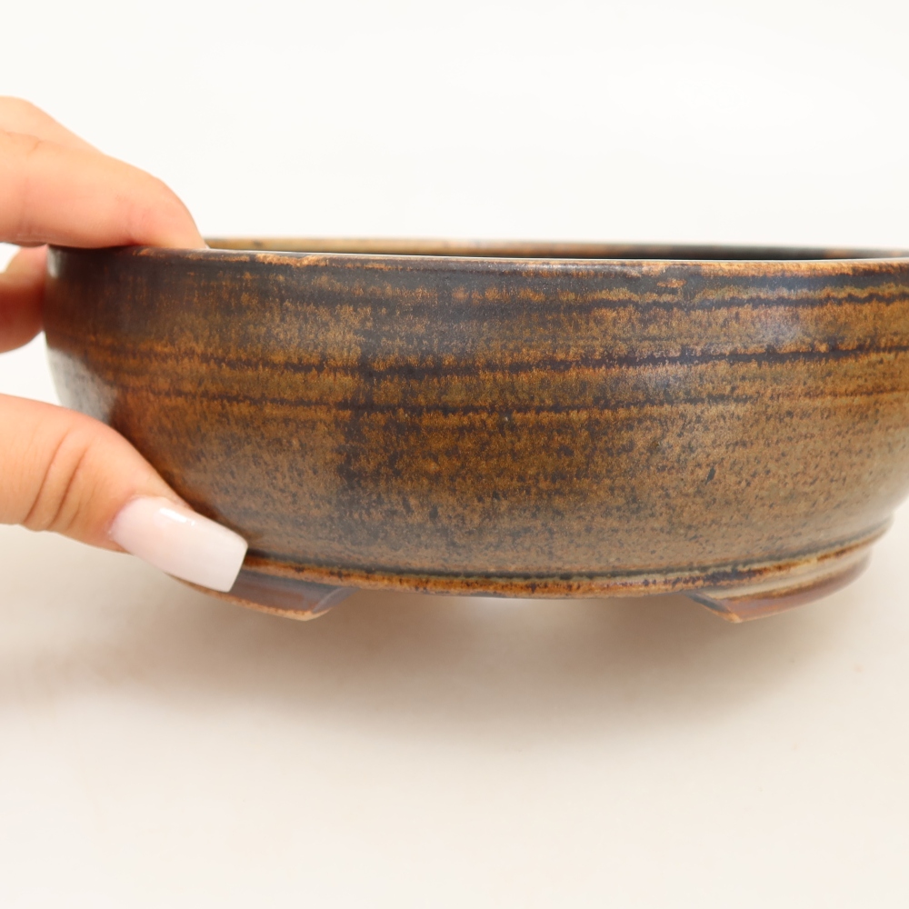 Keramická miska na bonsaje 17,5 x 17,5 x 6 cm, farba hnedá