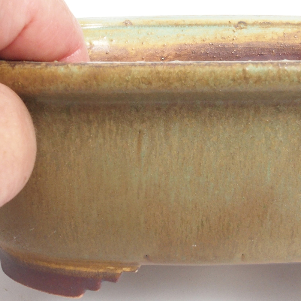Keramická bonsai miska 11,5 x 16 x 6,5 cm, farba zelená