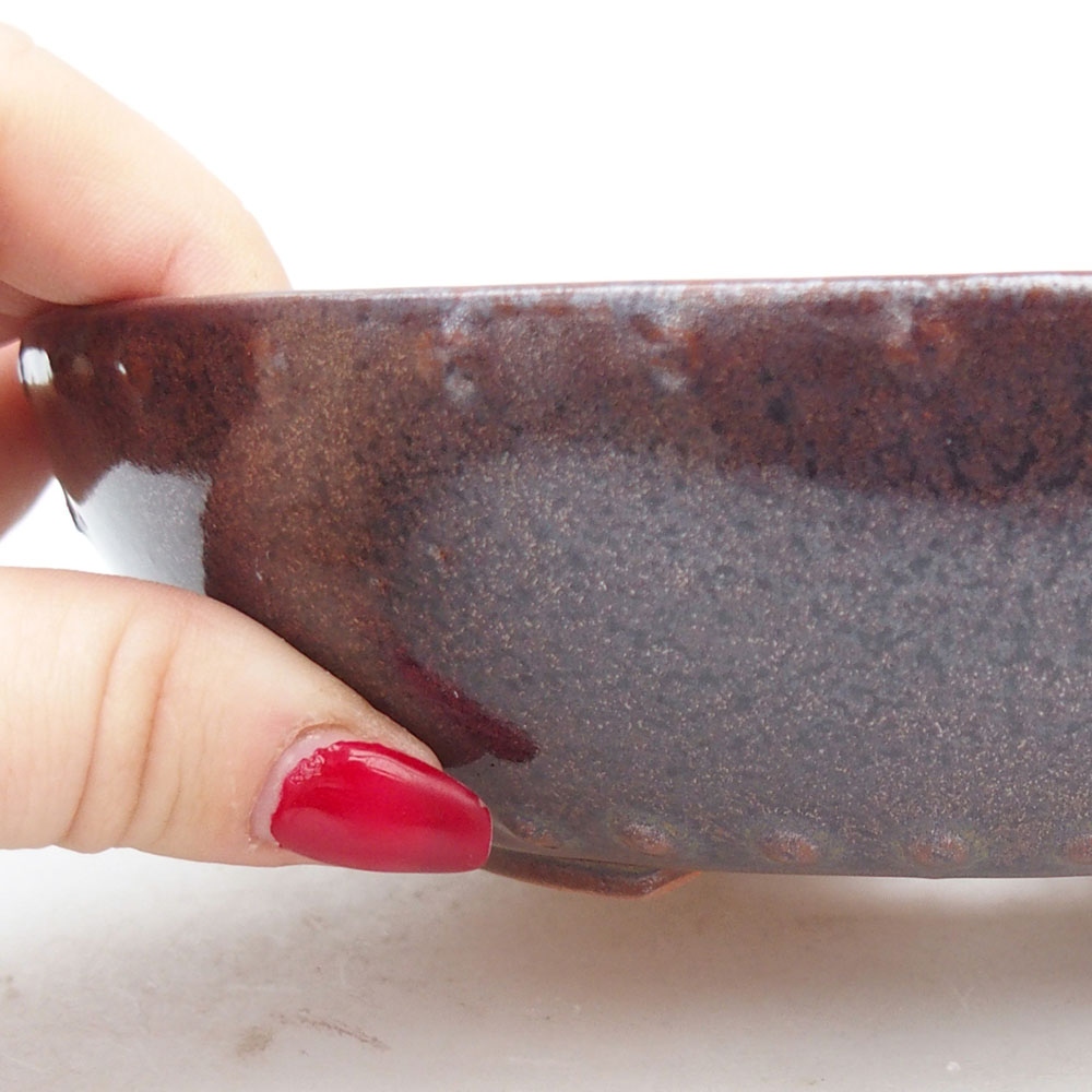 Keramická miska na bonsaje 17,5 x 17,5 x 4,5 cm, hnedá