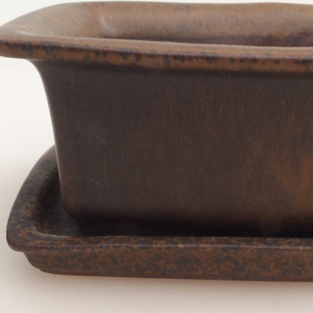 Bonsai miska + podmiska H11 – 11,5 x 10 x 4 cm. - hnedá
