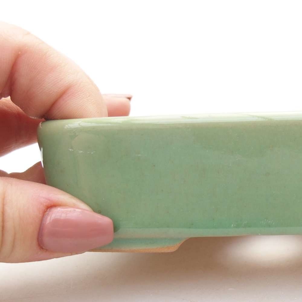 Keramická miska na bonsaje 12,5 x 9 x 3,5 cm, zelená