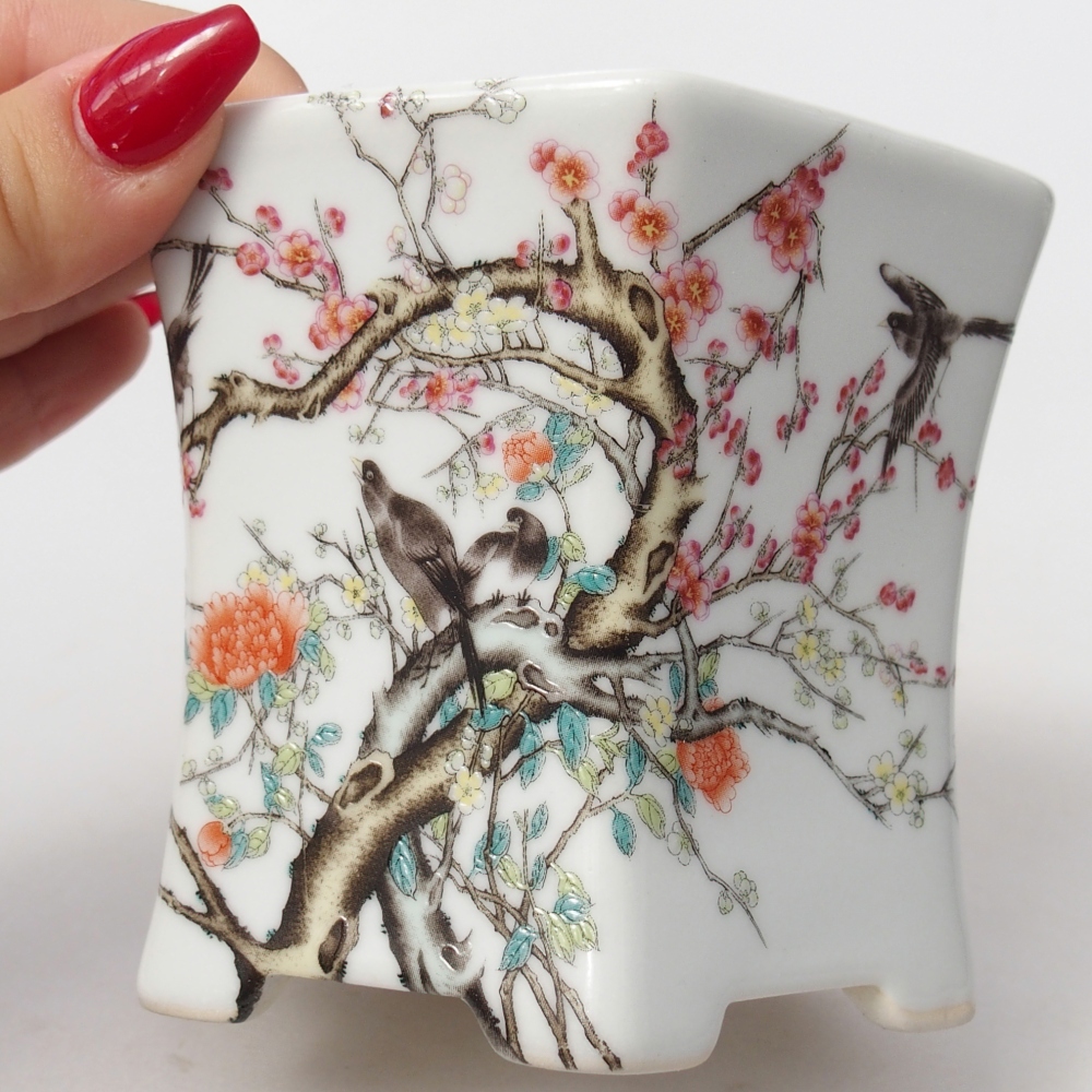 Keramická miska na bonsaje 10,5 x 9,5 x 9 cm, farba biela
