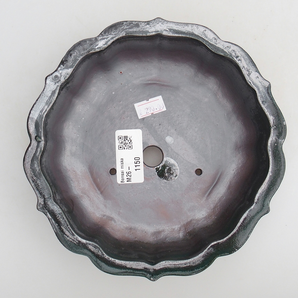 Keramická miska na bonsaje 18 x 18 x 4,5 cm, zelená