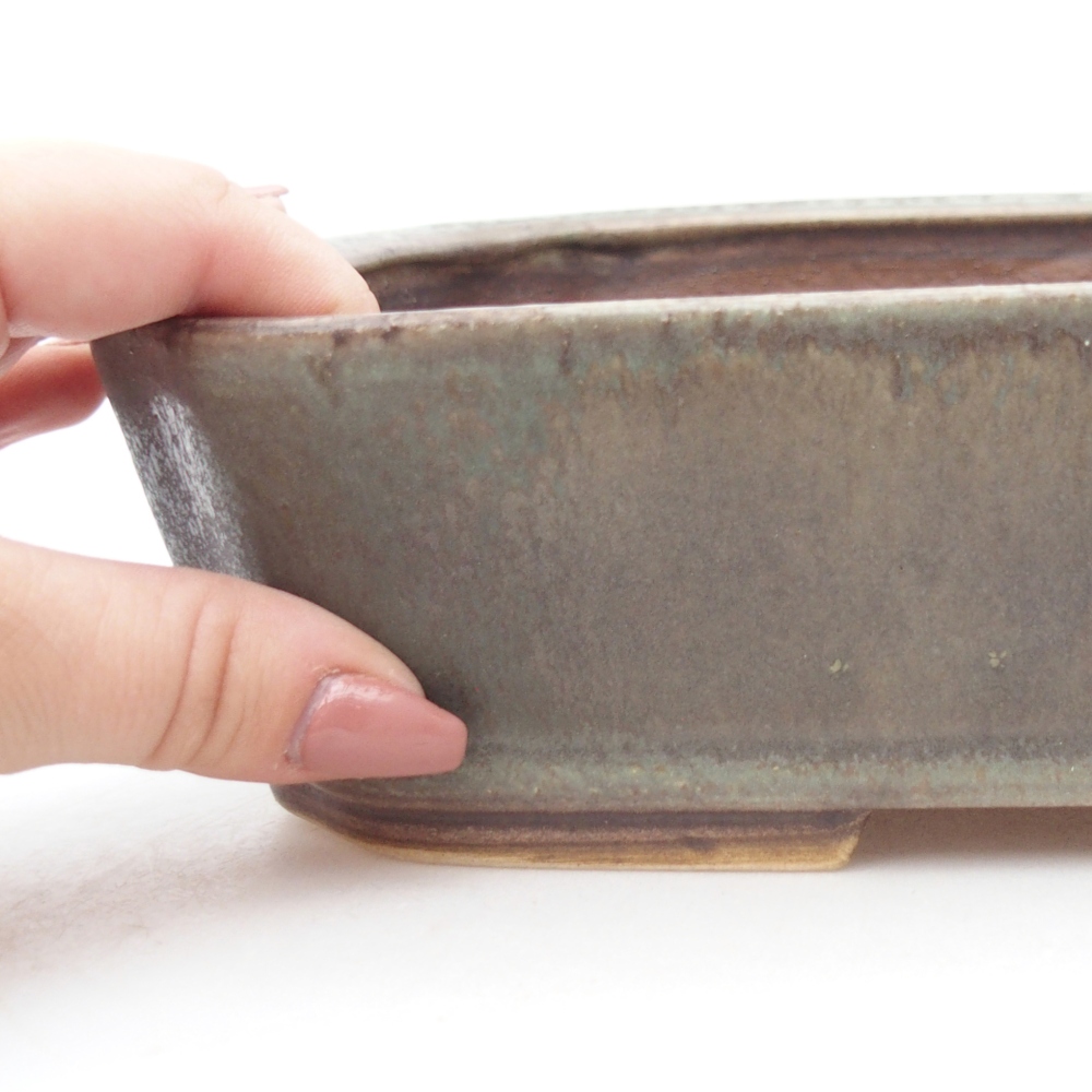 Keramická bonsajová miska 25 x 21,5 x 6,5 cm, zelená