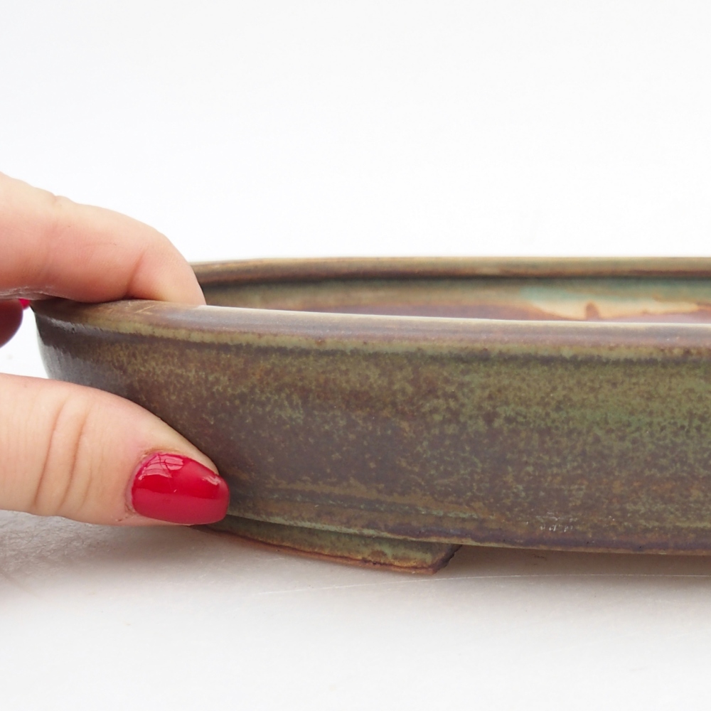 Keramická bonsajová miska 24 x 20 x 4 cm, zelená