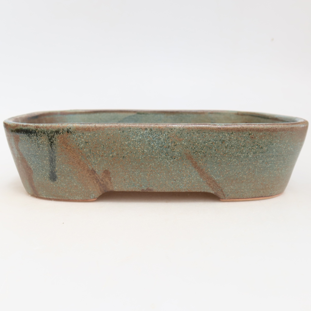 Keramická miska na bonsaje 23 x 18 x 5,5 cm, farba hnedozelená