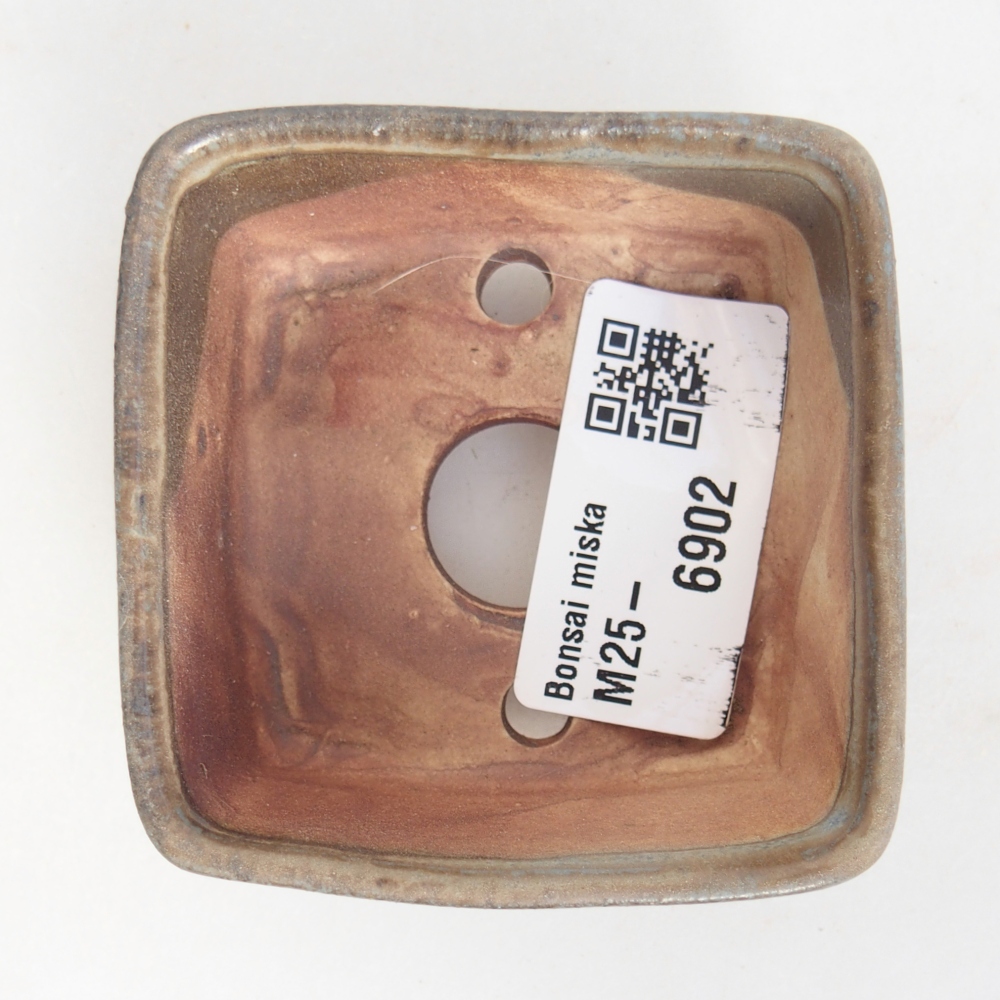 Keramická miska na bonsaje 6 x 6 x 3 cm, hnedá