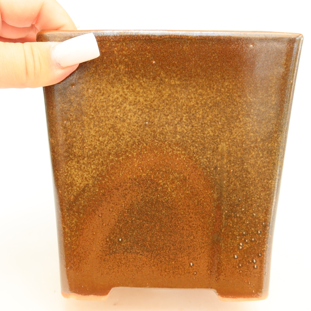 Keramická miska na bonsaje 13 x 13 x 14 cm, farba hnedá