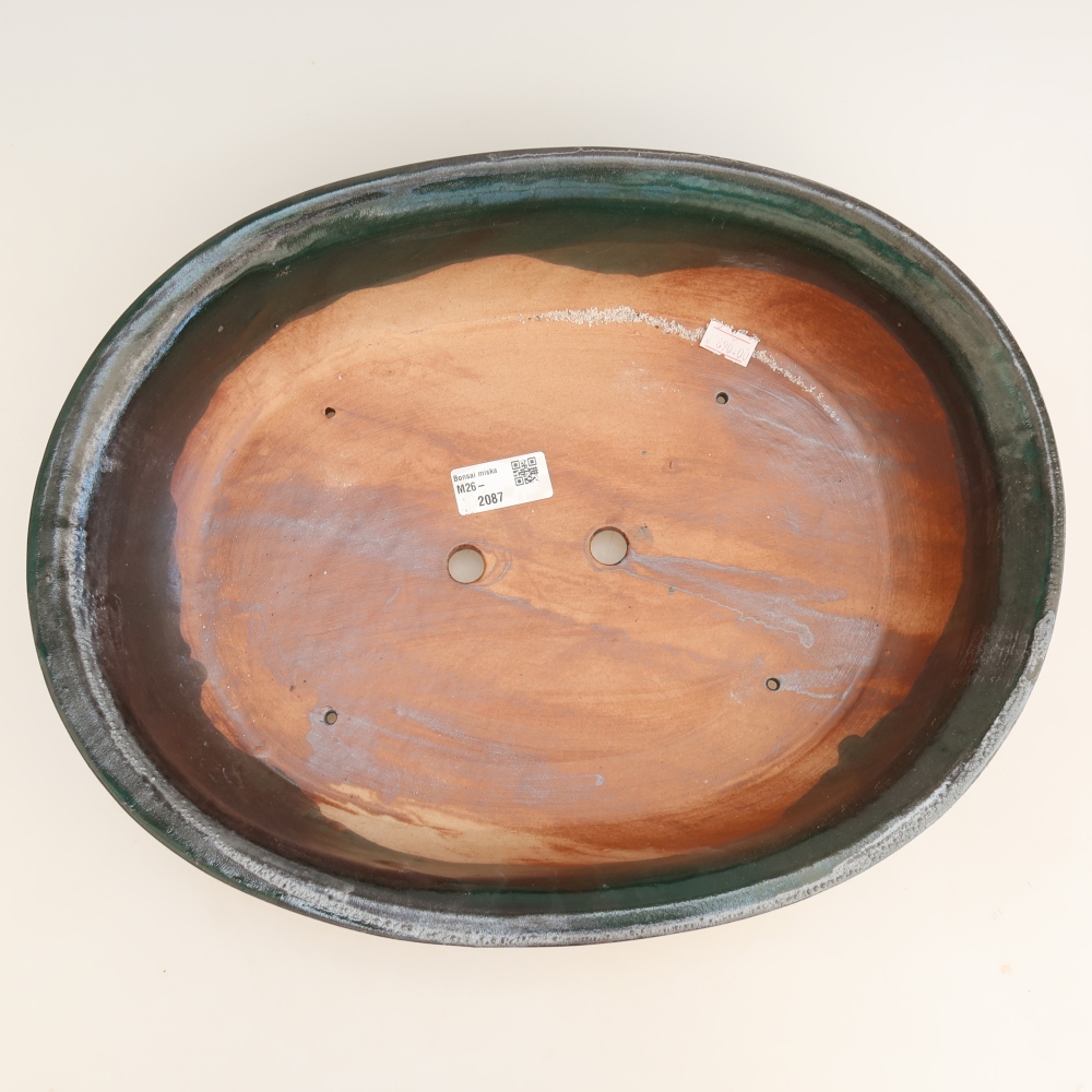 Keramická miska na bonsaje 36 x 28,5 x 8,5 cm, farba zelená