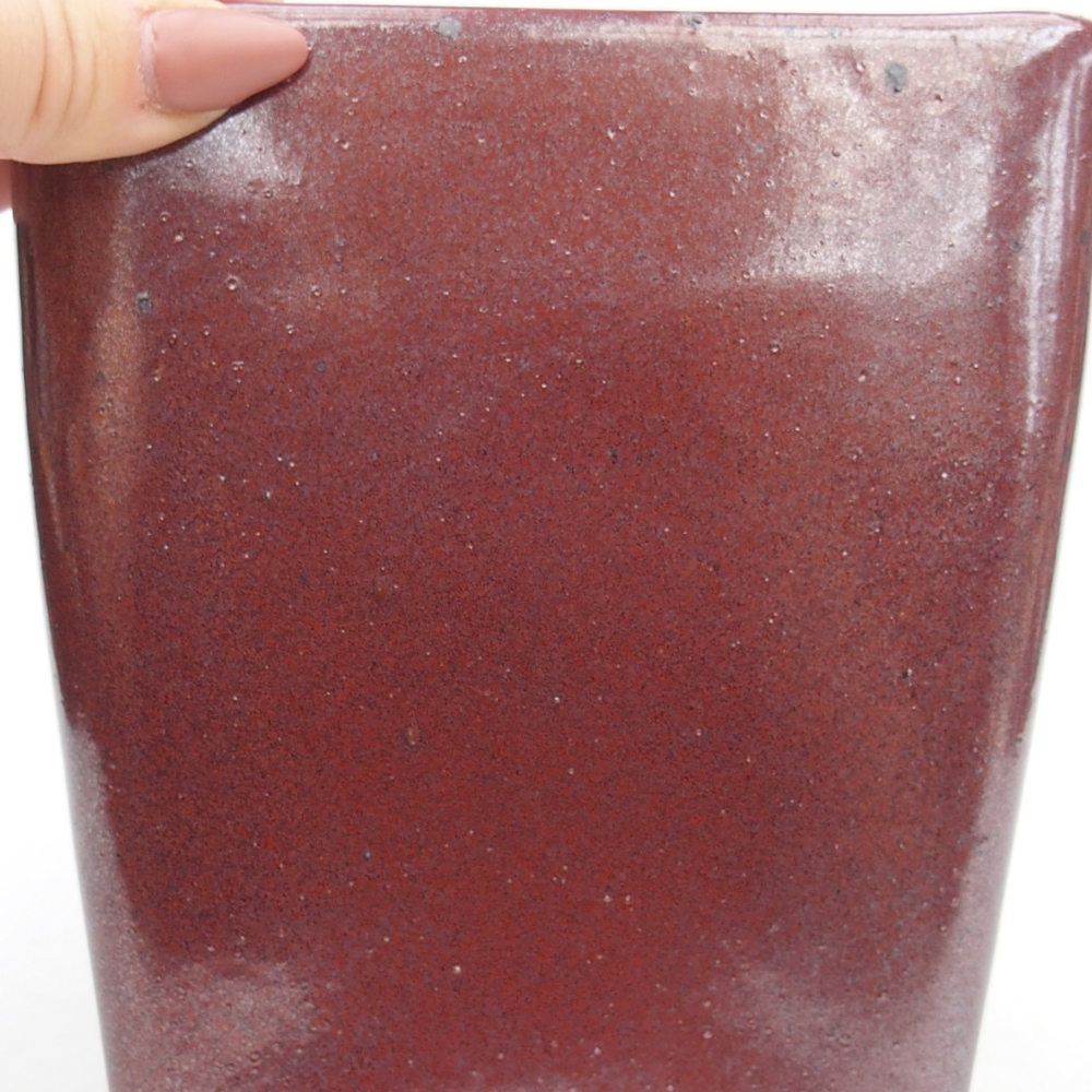Keramická miska na bonsaje 13,5 x 13,5 x 15 cm, farba bordová