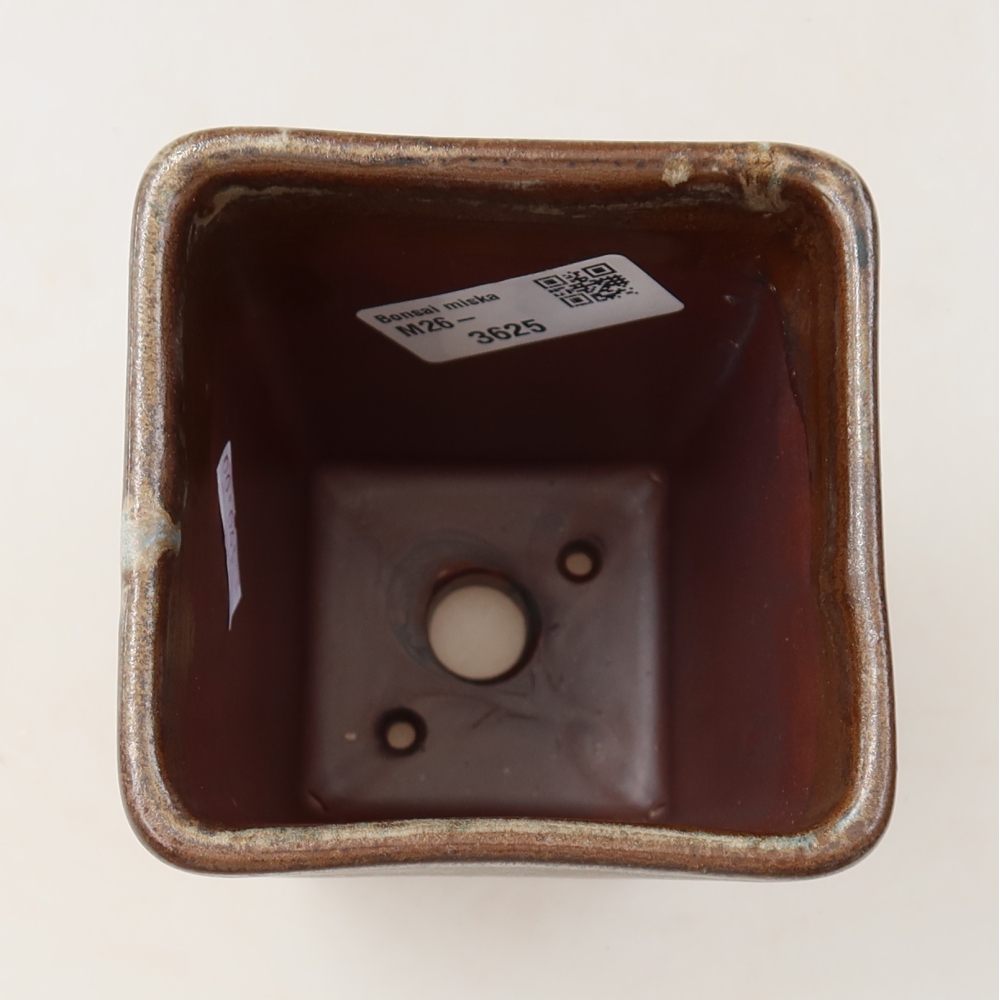 Keramická miska na bonsaje 8,5 x 8,5 x 11 cm, hnedá
