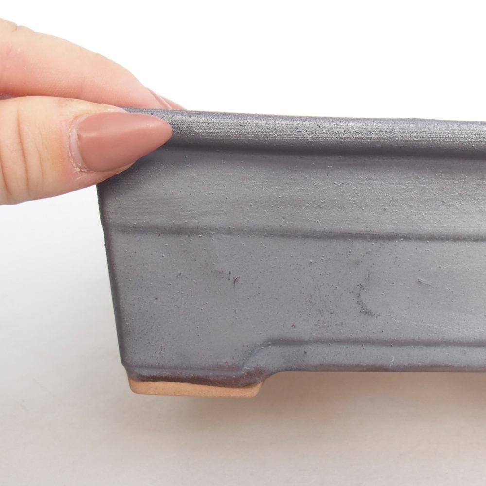 Keramická miska na bonsaje 16 x 12 x 6 cm, farba kovu