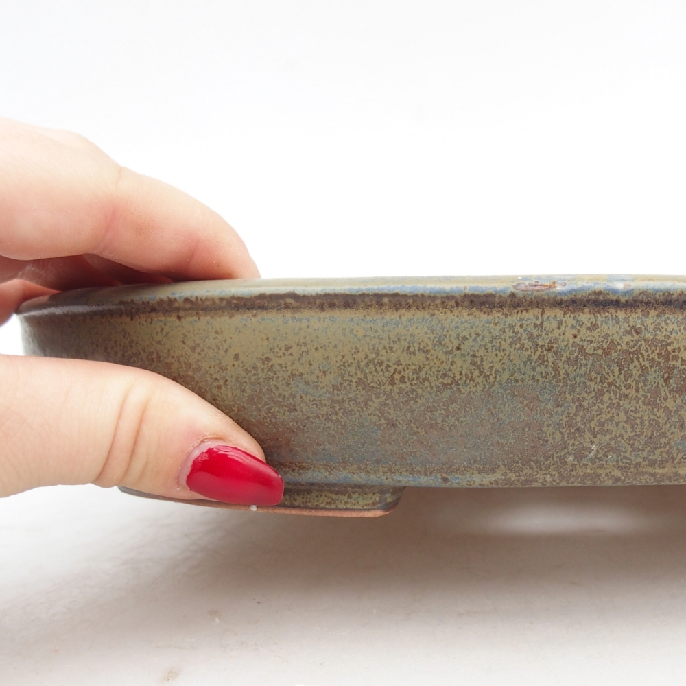 Keramická miska na bonsaje 24,5 x 20 x 4 cm, farba modrá