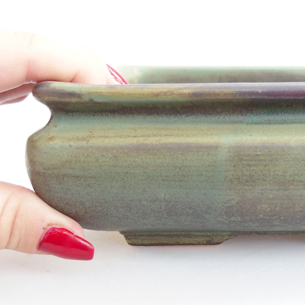 Keramická miska na bonsaje 15,5 x 15,5 x 6 cm, zelená