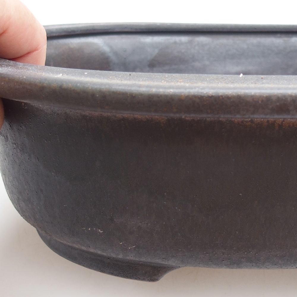 Keramická bonsajová miska 25 x 20,5 x 8 cm, farba kovu