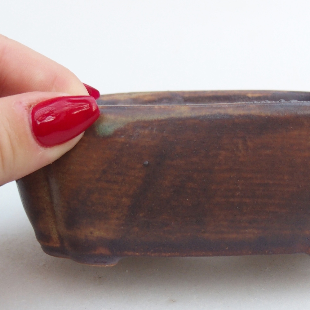 Keramická miska na bonsaje 12,5 x 9,5 x 4,5 cm, hnedá