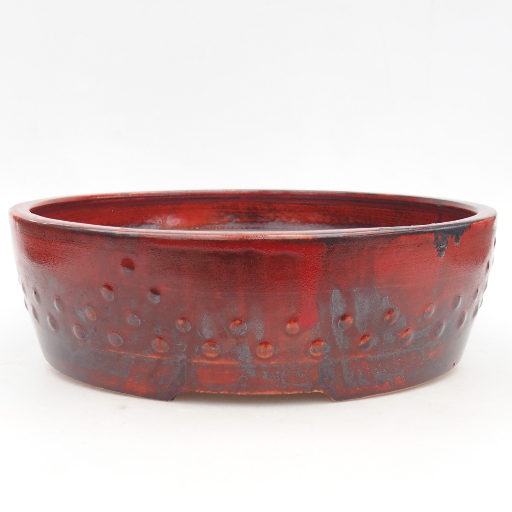 Keramická bonsajová miska 24,5 x 24,5 x 7 cm, farba červená