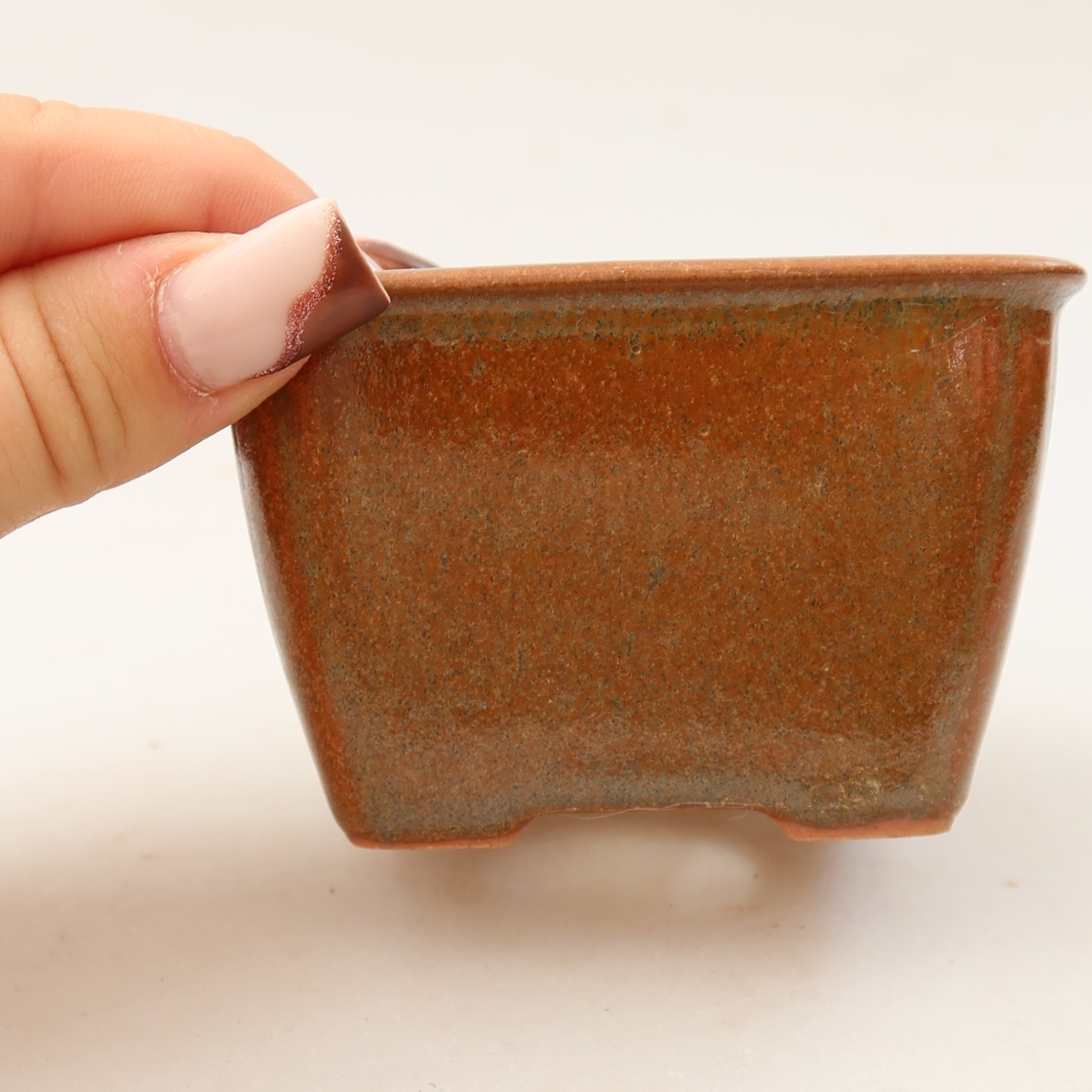 Keramická miska na bonsaje 8,5 x 8,5 x 5,5 cm, hnedá