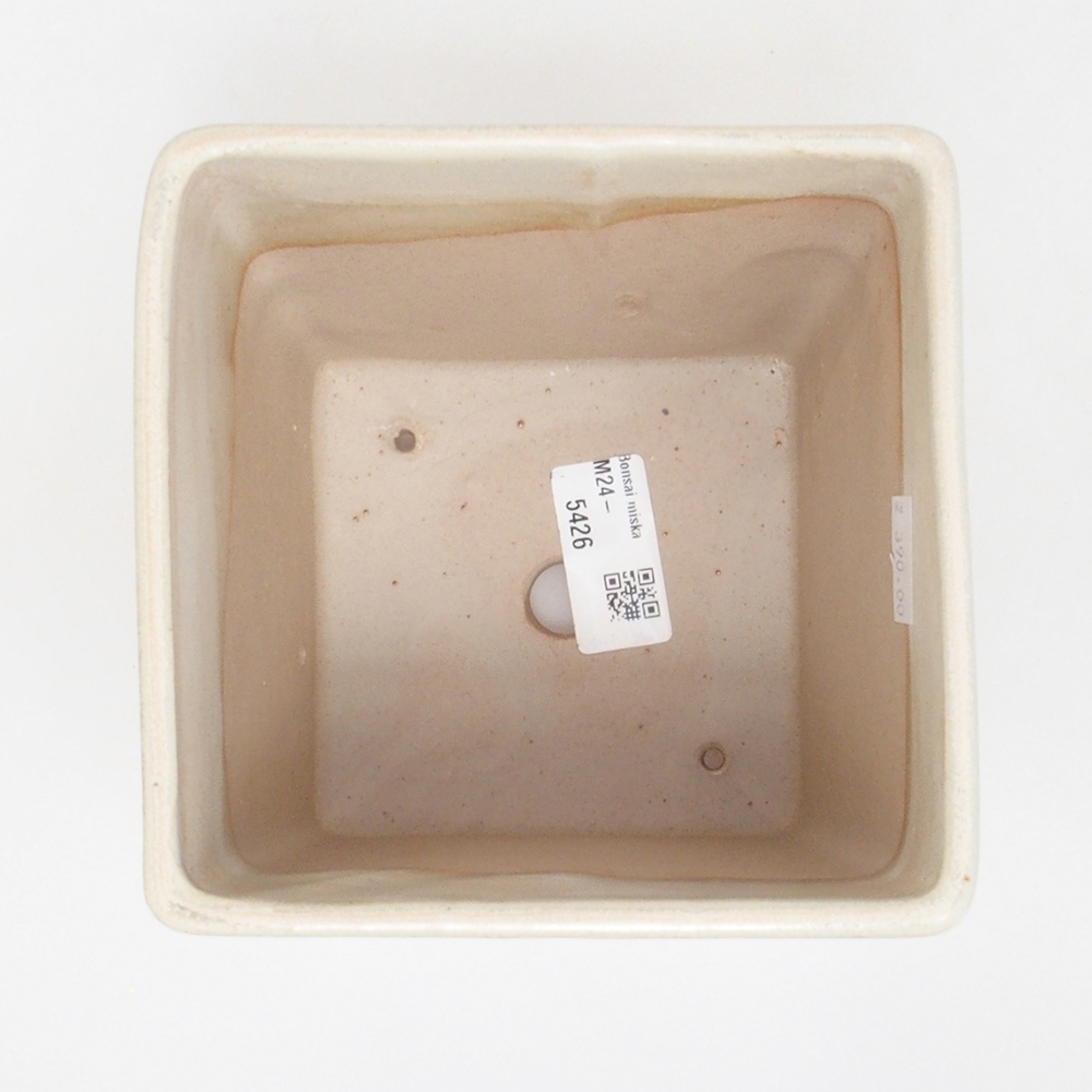 Keramická bonsai miska 13 x 13 x 13,5 cm, farba béžová