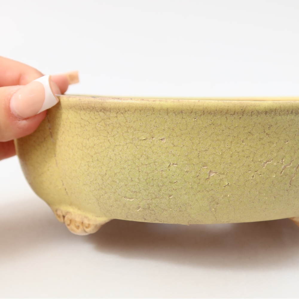 Keramická miska na bonsai 17,5 x 15,5 x 5,5 cm, farba žltá