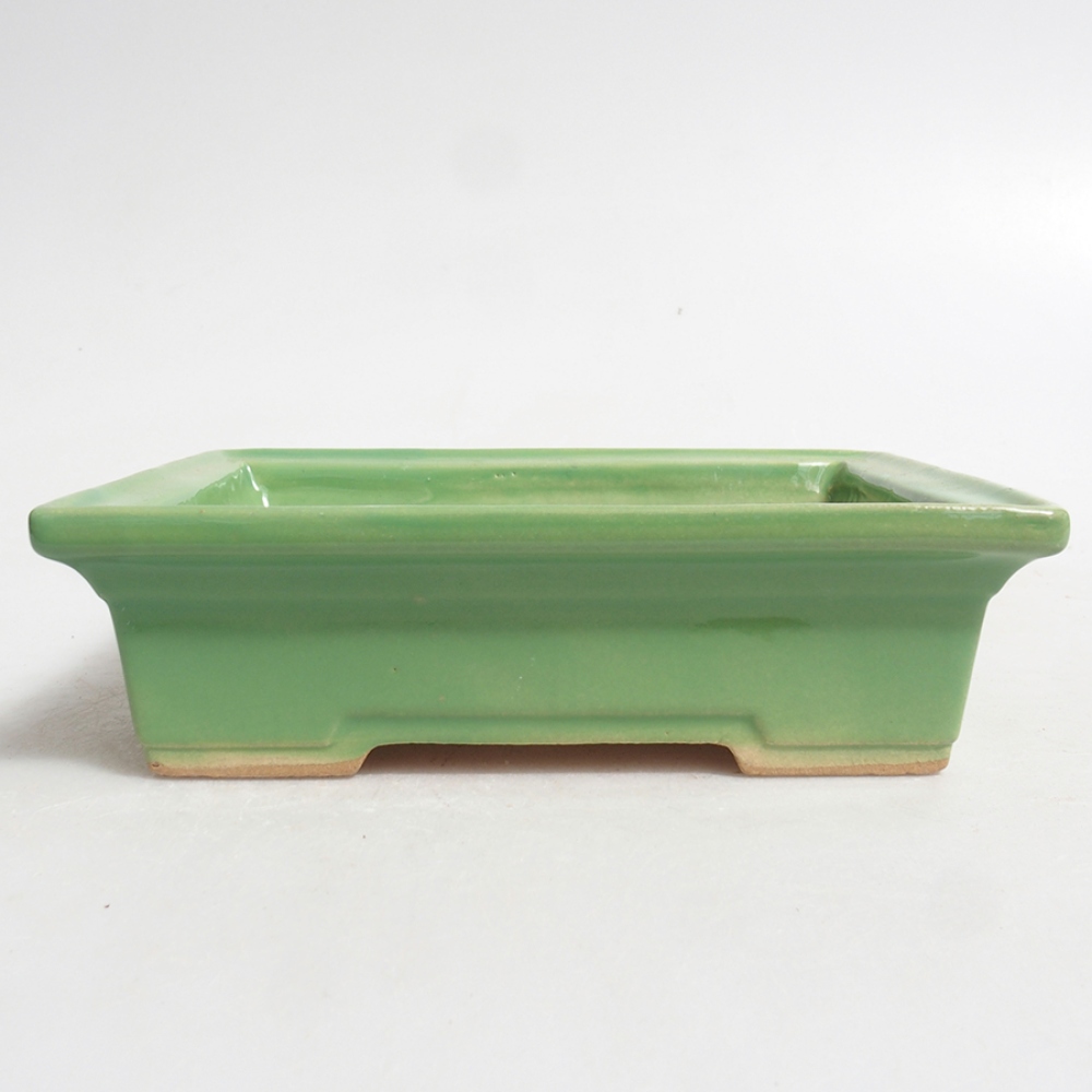 Keramická bonsai miska 13 x 10 x 4 cm, farba  zelená