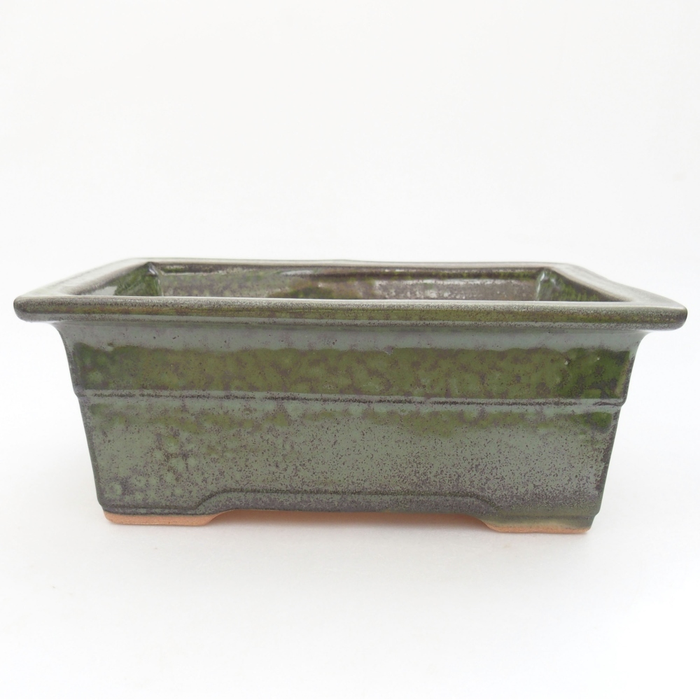 Keramická bonsai miska 19 x 13,5 x 7,5 cm, farba zelená