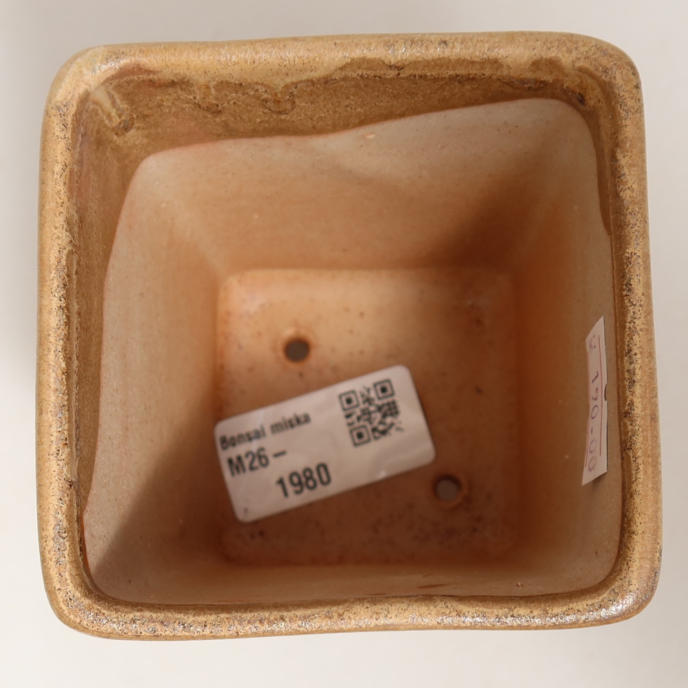 Keramická miska na bonsai 7,5 x 7,5 x 10,5 cm, farba béžová