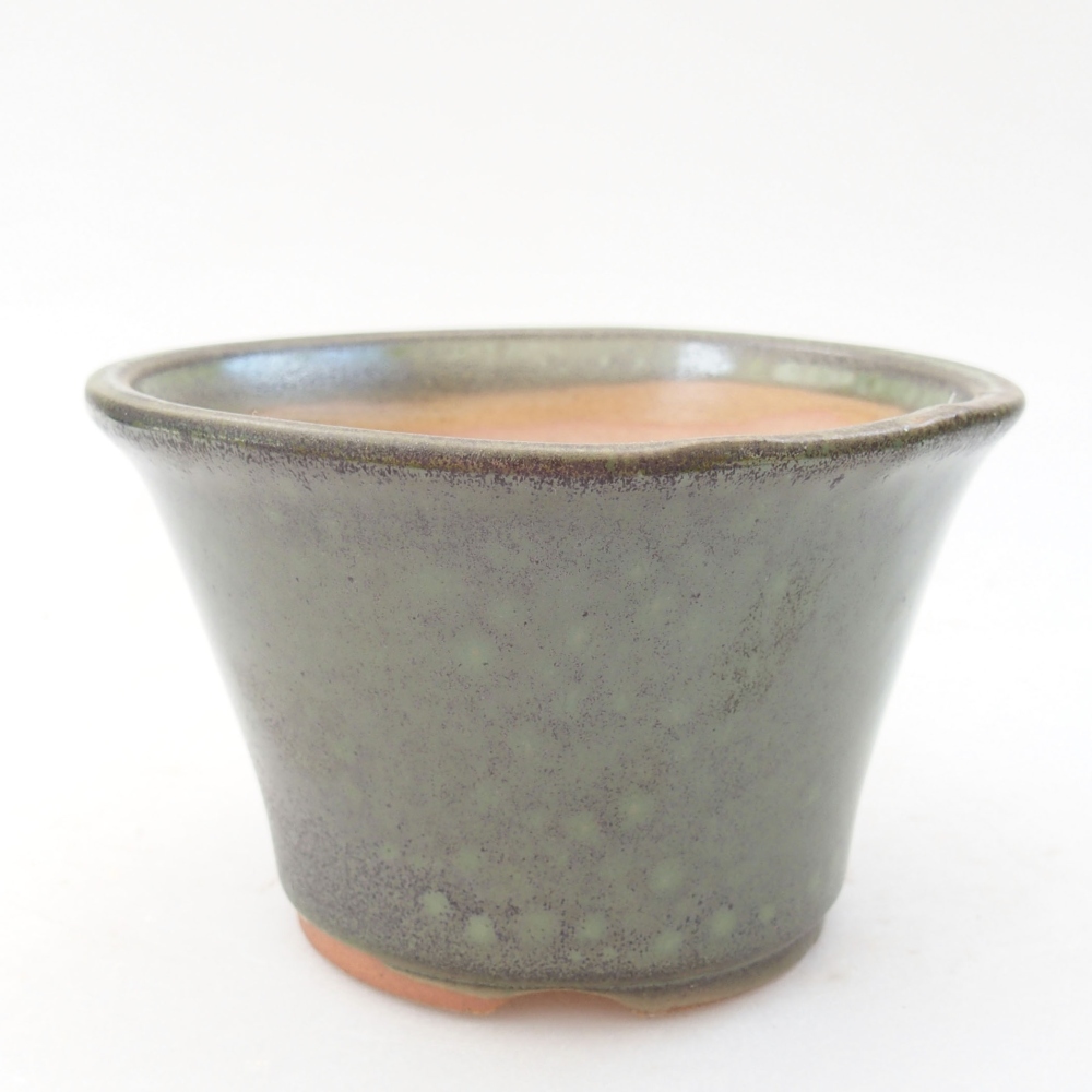 Keramická bonsai miska 11 x 11 x 7 cm, farba zelená