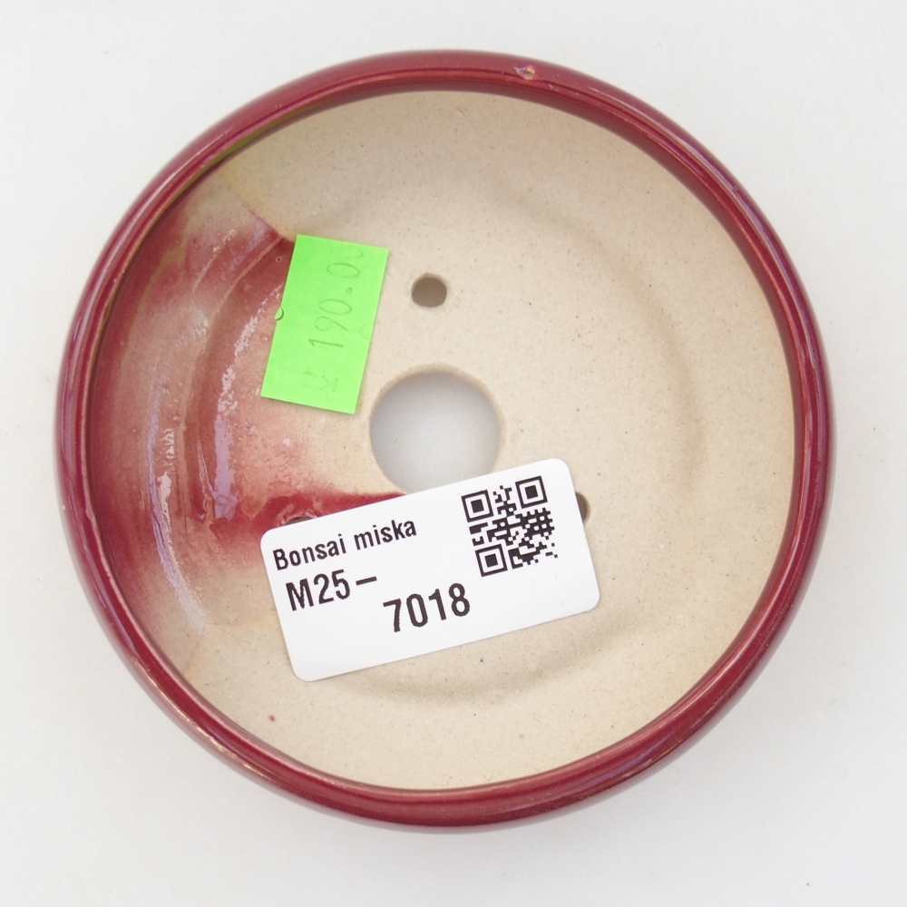 Keramická miska na bonsaje 9 x 9 x 2,5 cm, farba bordová