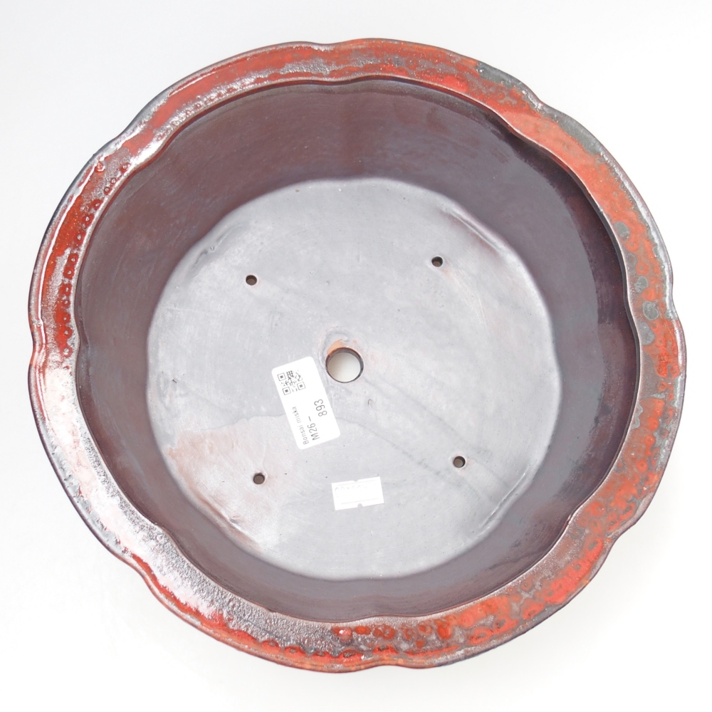 Keramická miska na bonsaje 26,5 x 26,5 x 8 cm, farba červená