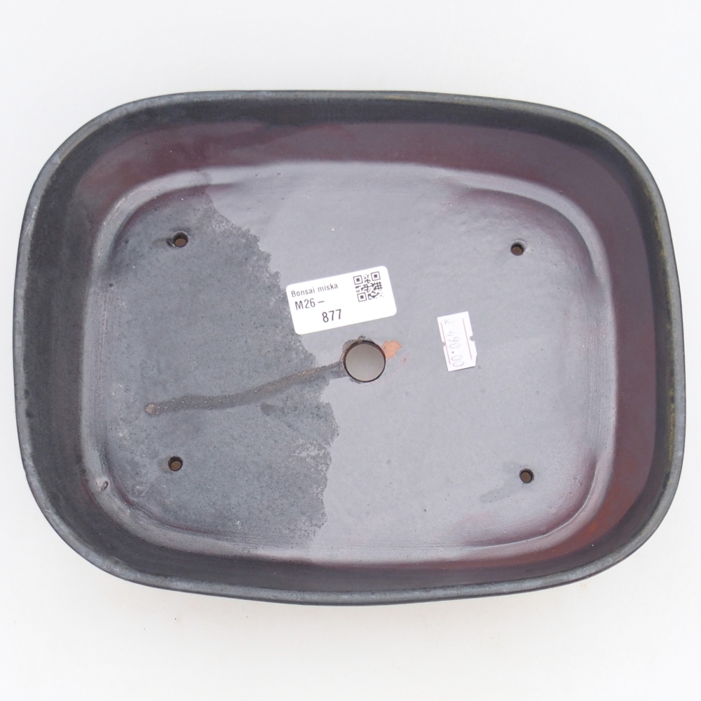 Keramická bonsajová miska 23 x 18 x 5,5 cm, farba kovu