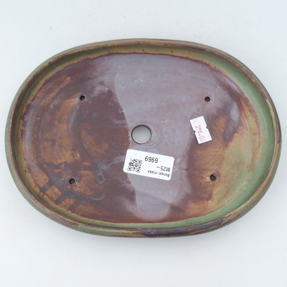 Keramická bonsajová miska 22,5 x 16,5 x 3 cm, zelená