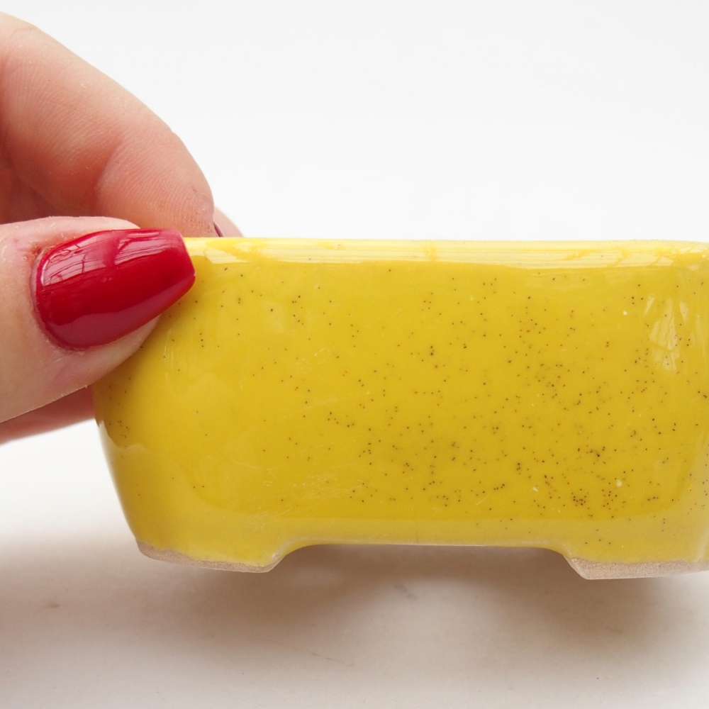 Keramická miska na bonsaje 8,5 x 7 x 3,5 cm, žltá